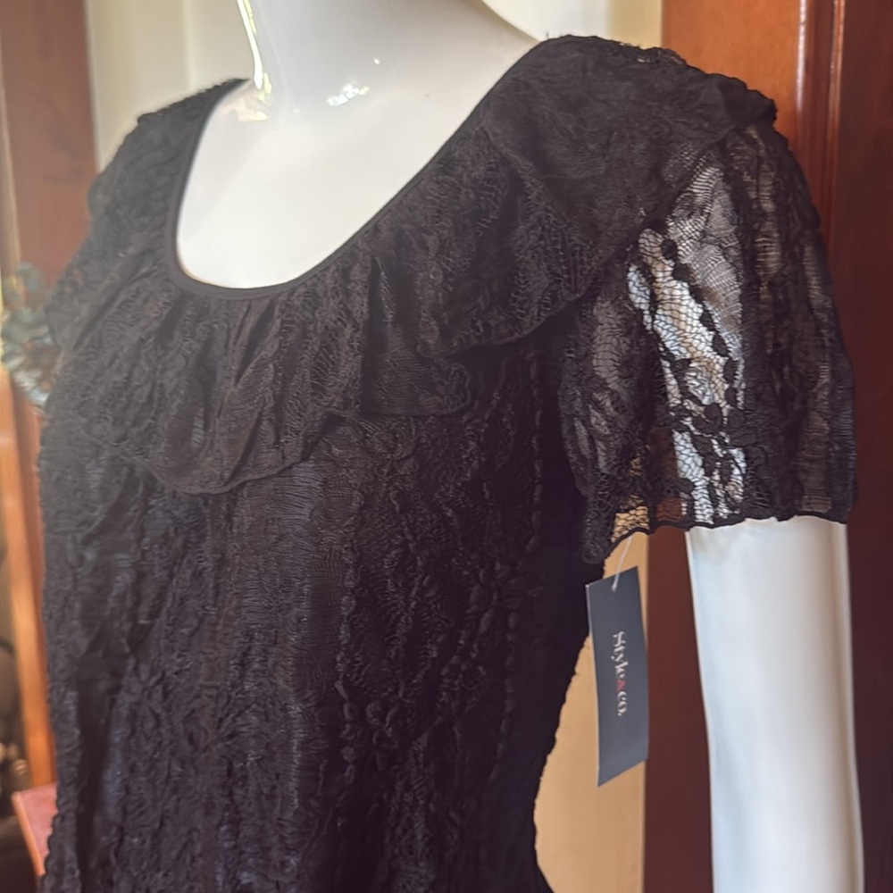 NWT Style&Co size small Elegant Black Lace Top